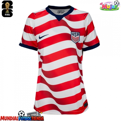Camiseta Estados Unidos Primera Equipación Replica Mundial 2026 para mujer mangas cortas